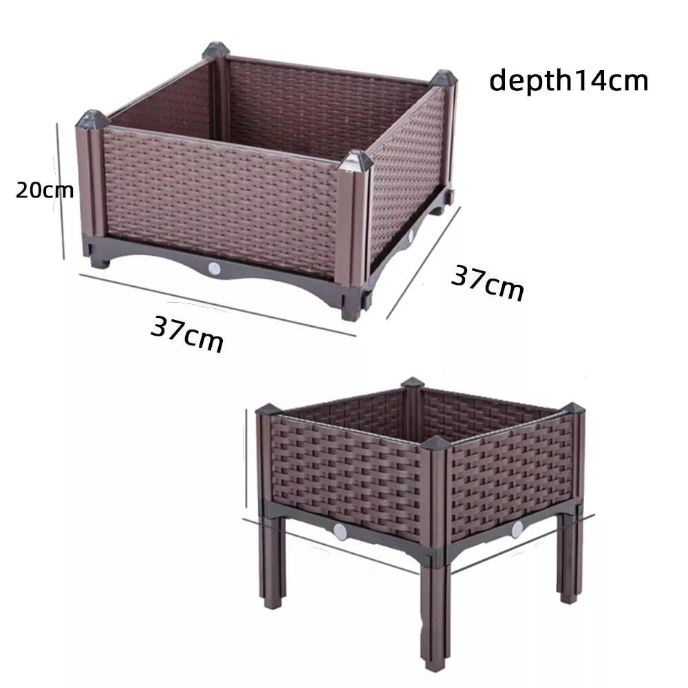 Rectangular Raised Garden Bed Kit Indoor Outdoor Plastic Planter Grow Box Flowerpot Elevated Garden Bed Garden Pots & Planters
