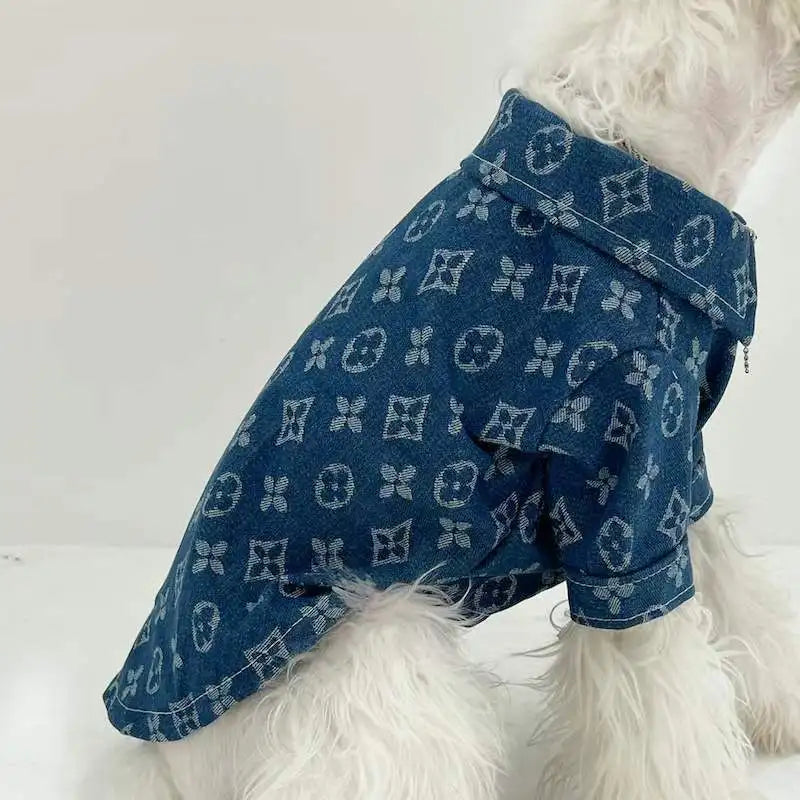 Pet Denim Shirt Teddy Bichon Pomeranian Wearable Dog Clothes Spring and Autumn Pet Clothing for Small and Medium-sized Dogs Link